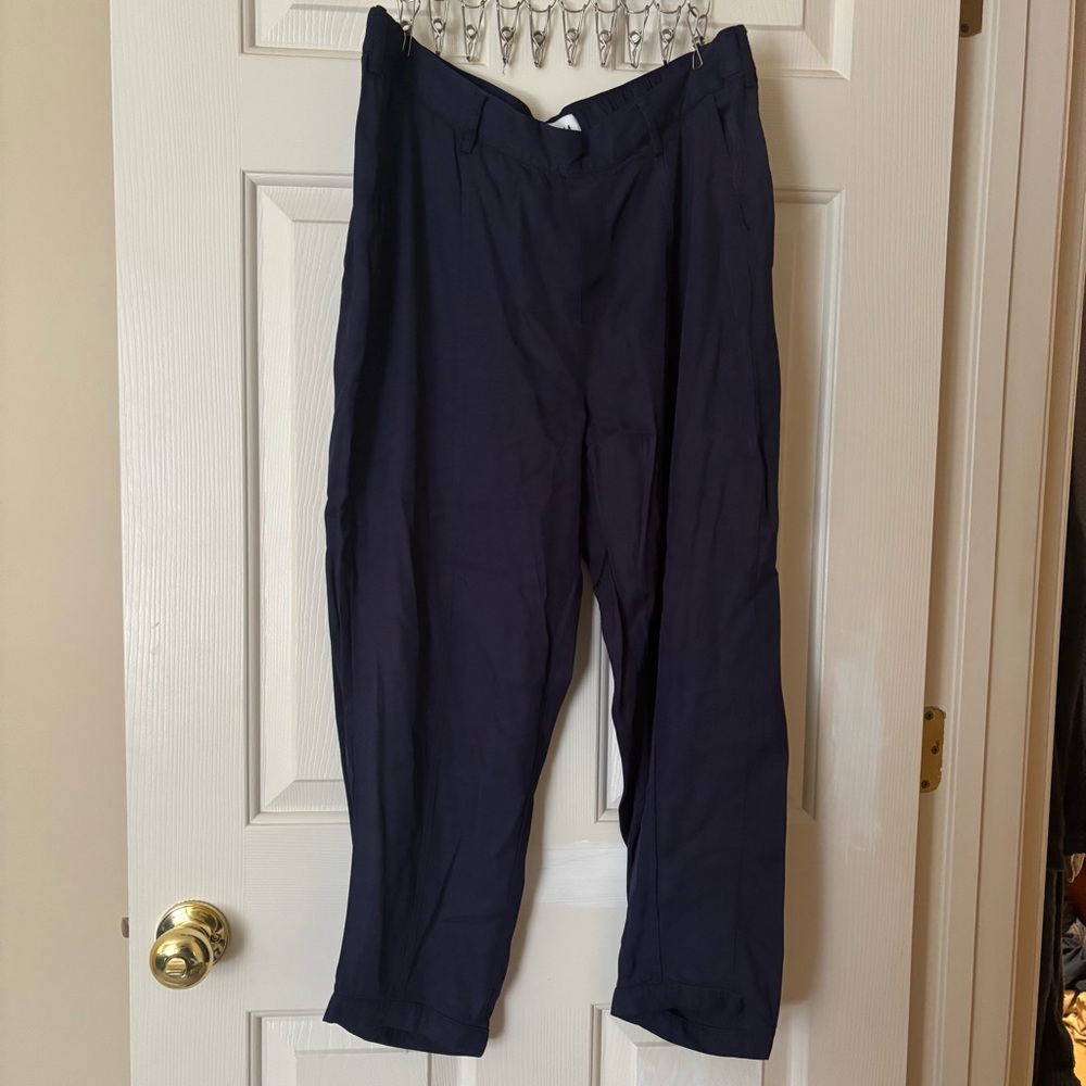 Pistola Size Large Navy Blue "Eleanor" High Rise Tapered Leg Trouser Pants